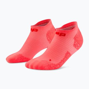 Vyriškos kompresinės kojinės CEP Ultralight No Show 4.0 neon coral/red