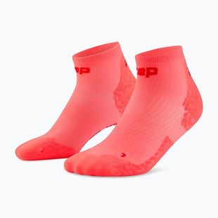 Vyriškos kompresinės kojinės CEP Ultralight Low Cut 4.0 neon coral/red