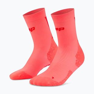 Vyriškos kompresinės kojinės CEP Ultralight Mid Cut 4.0 neon coral/red