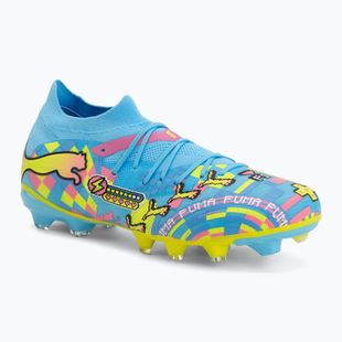 Futbolo bateliai PUMA Future 9 Match Advanced Level FG/AG puma white/blue glimmer/pink glimmer/yellow alert