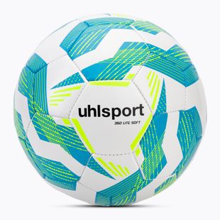 Futbolo kamuolys uhlsport Lite Soft 350 white/light blue/fluo yellow dydis 4