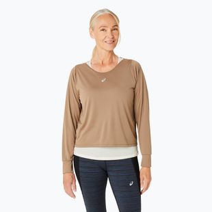 Marškinėliai ilgmis rankovėmis + Moteriškas bėgimo tank topas ASICS Nagino Run pepper/oatmeal