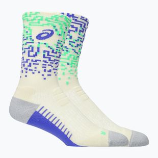Kojinės ASICS Performance Run Crew ivory/cobalt burst/vital green