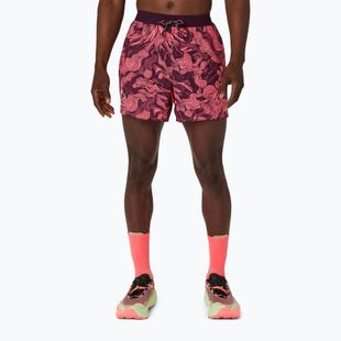 Vyriški bėgimo šortai Asics Fujitrail All Over Print 5In Short Blazing Coral/Dark Aubergine