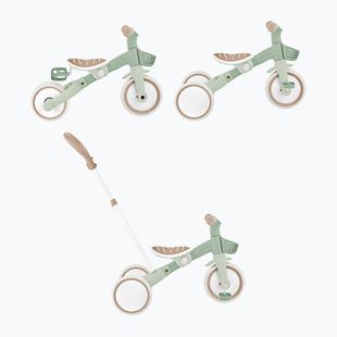 Balansinis triratukas su stūmimo rankena Globber Learning Trike 2w1 Plus Ecologic pistachio