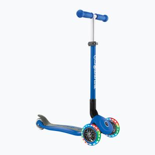 Vaikiškas triratis paspirtukas Globber Primo Foldable Lights navy blue