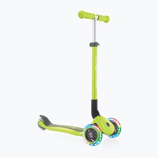 Vaikiškas triratis paspirtukas Globber Primo Foldable Lights lime green