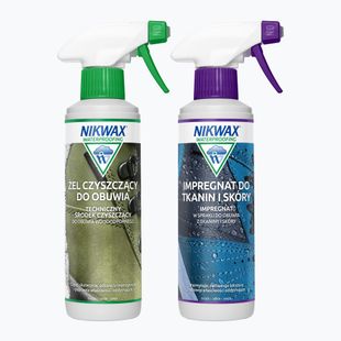 Batų priežiūros rinkinys Nikwax Footwear Cleaning Gel + Medžiaga ir oda 2 x 300 ml