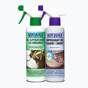 Batų priežiūros rinkinys Nikwax Footwear Cleaning Gel + Medžiaga ir oda 2 x 300 ml