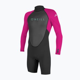 Vaikiškas plaukimo hidrokostiumas O'Neill Youth Reactor-2 2mm Back Zip LS Spring black/berry