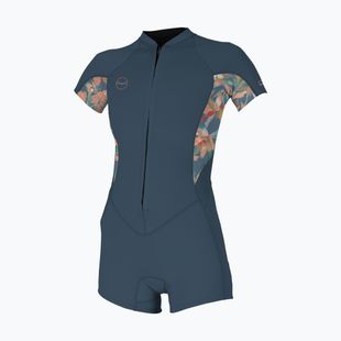 Moteriškas plaukimo hidrokostiumas O'Neill Bahia 2/1 mm Front Zip Spring copen blue/ painted tropics/ copen blue
