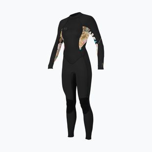 Moteriškas plaukimo hidrokostiumas O'Neill Bahia 3/2 Back Zip Full black/mikah floral/black