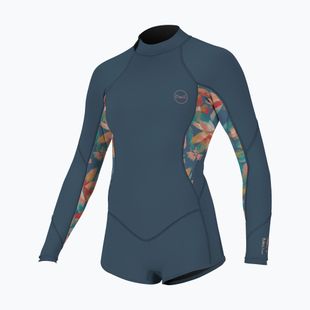 Vaikiškas plaukimo hidrokostiumas O'Neill Girls Bahia 2/1 Back Zip LS Spring copen blue/painted tropics/copen blue