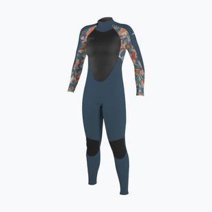 Vaikiškas plaukimo hidrokostiumas O'Neill Girls Epic 4/3 Back Zip Full copen blue/painted tropics/copen blue
