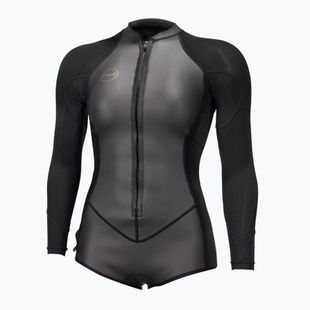 Moteriškas plaukimo kostiumas O'Neill Bahia 2/1 mm Front Zip Short Spring glide black/black