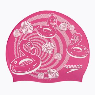Vaikiška plaukimo kepuraitė Speedo Slogan Print pink/white