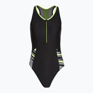 Moteriškas vientisas plaukimo kostiumas Speedo Reflect Wave black/green