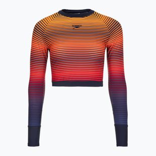 Moteriški plaukimo marškinėliai ilgomis rankovėmis Speedo Placement Wrap Back Top blue/orange