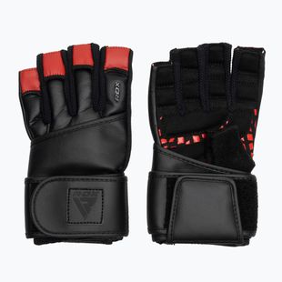 Treniruočių pirštinės RDX L4 Finger Weightlifting Leather red/black