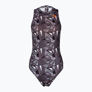 Moteriškas vientisas plaukimo kostiumas ZONE3 OWS Renew High Neck black/white