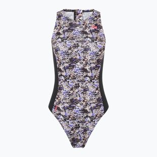 Moteriškas vientisas plaukimo kostiumas ZONE3 Pacific Koa High Neck black/green