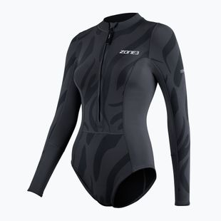 Moteriškas vientisas plaukimo kostiumas ZONE3 Yulex black/grey