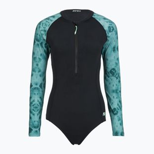 Moteriškas vientisas maudymosi kostiumėlis ZONE3 Long Sleeve teal tie dye