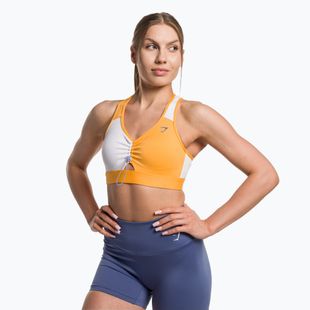 Gymshark Pulse Sports abrikosinė oranžinė/balta fitneso liemenėlė