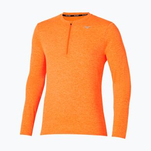 Vyriški bėgimo marškinėliai ilgomis rankovėmis Mizuno Core Impulse Half Zip Tee tangelo
