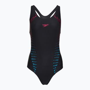 Moteriškas vientisas maudymosi kostiumėlis Speedo Allover Panel Laneback black/purple