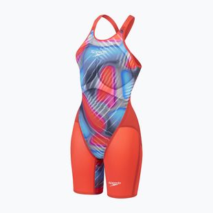 Moteriškas vientisas maudymosi kostiumėlis Speedo Fastskin LZR Pure Valor 2.0 Openback Kneeskin flame red/picton blue