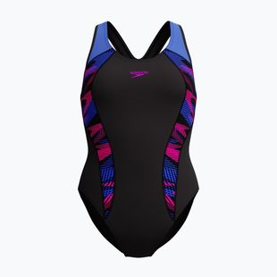 Moteriškas vientisas maudymosi kostiumėlis Speedo Placement Laneback zoom boom placement/speedo black