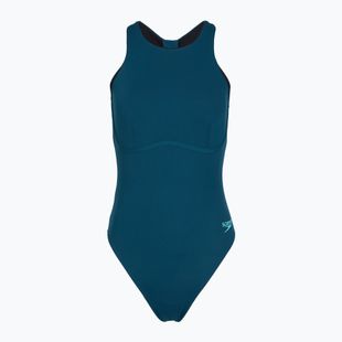 Moteriškas vientisas maudymosi kostiumėlis Speedo Racer Zip with Built in Swim Bra dark teal