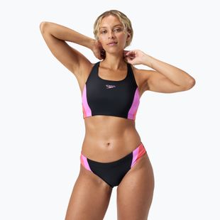 Speedo Colourblock Splice 2.0 moteriškas dviejų dalių maudymosi kostiumėlis neon violet