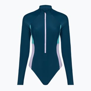 Moteriškas vientisas plaukimo kostiumėlis Speedo Zip Colorblock dark teal