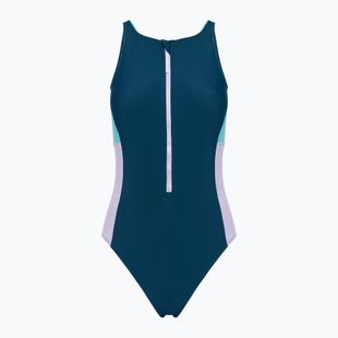 Moteriškas vientisas maudymosi kostiumėlis Speedo Zip Colorblock dark teal