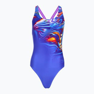 Moteriškas vientisas maudymosi kostiumėlis Speedo Placement Digital Powerback molten blend/cobalt pop