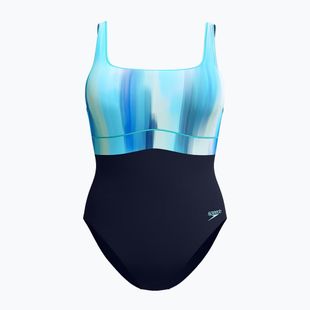 Moteriškas vientisas maudymosi kostiumėlis Speedo Shaping Contour Eclipse Printed true navy/berry