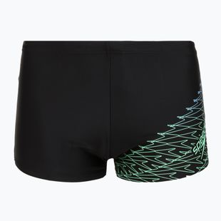Vyriškos plaukimo trumpikės Speedo Medley Logo Aquashort juoda/žalia alfalfa