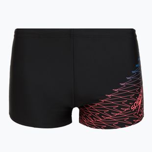 Vyriškos plaukimo trumpikės Speedo Medley Logo Aquashort juoda/neoninė koralų spalva