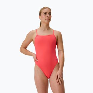 Moteriškas vientisas plaukimo kostiumas Speedo FL Solid V-Back neoninė koralų spalva