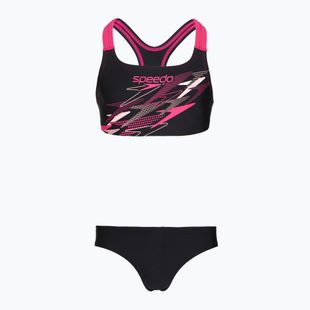 Dviejų dalių maudymosi kostiumėlis vaikams Speedo Medley Logo Racerback 2pc anthracite/pink