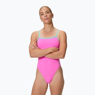 Moteriškas vientisas plaukimo kostiumėlis Speedo FL Solid V-Back 2.0 neon flamingo