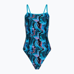 Moteriškas vientisas plaukimo kostiumėlis Speedo Printed Web Back canyon ombre/black