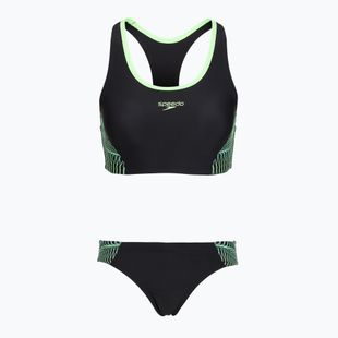 Moteriškas dviejų dalių maudymosi kostiumėlis Speedo Placement Raceback 2pc anthracite/clover