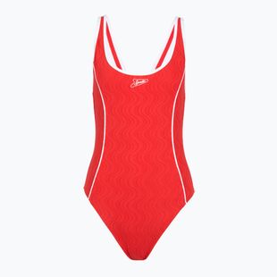 Moteriškas vientisas plaukimo kostiumėlis Speedo Texture Bound Scoop high risk red/bright white