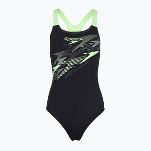 Moteriškas vientisas maudymosi kostiumėlis Speedo Medley Logo Medalist anthracite/clover
