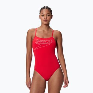 Moteriškas vientisas plaukimo kostiumėlis Speedo Endurance+ Logo Thin Strap high risk red