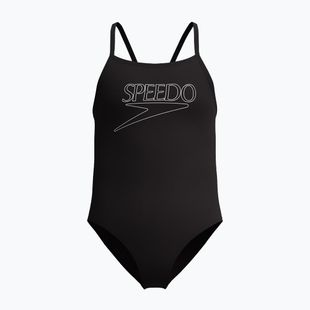 Vaikiškas vientisas plaukimo kostiumėlis Speedo Endurance+ Logo Thinstrap anthracite