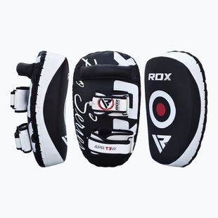 RDX T3 Muay Thai treniruočių skydas Kick Pads baltos/juodos spalvos